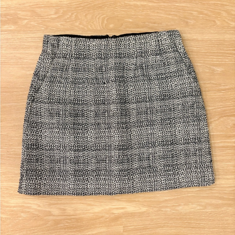 Babaton Tweed Mini Skirt 2 Navy White Linen Cotton Aritzia Work Lined Zipper